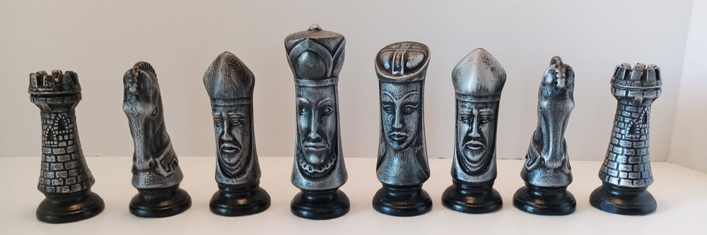 ♟️VTG. Ceramic Duncan Mold Chess Pieces Hand Painted Complete Set No Board