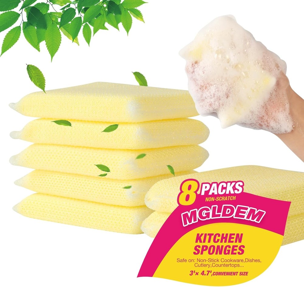 8 Pads Kitchen Spons All-pose Non Scratch Dish Spon，Multipose