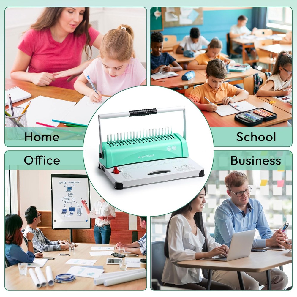 Binding Machine, 21-Hole 450 Sheets Paper Comb Binding Machine for Letter Siz...