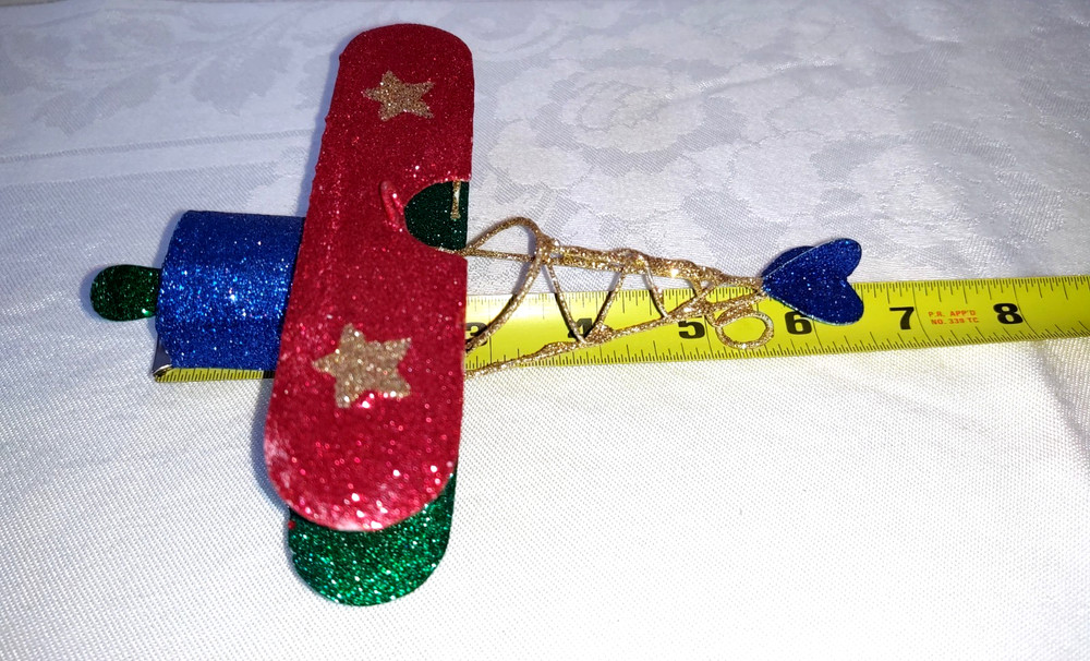 PIER ONE GLITTERED PLANE ORNAMENT