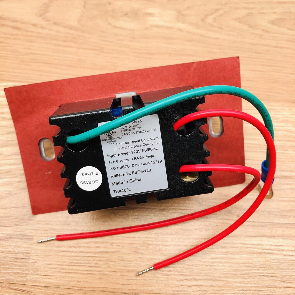 RAFFEL 385031 SOLID STATE SPEED CONTROL SWITCH FAN WALL MOUNT CONTROLLER 120V 50