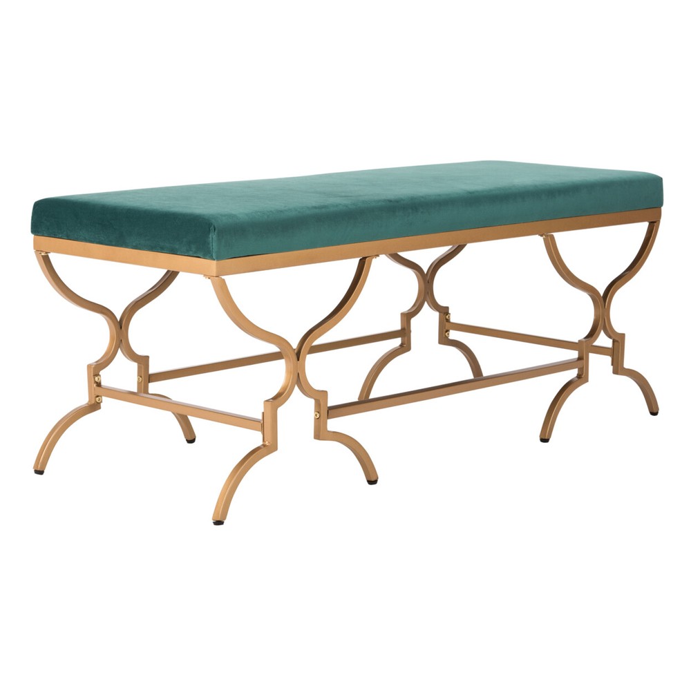 SAFAVIEH Juliet Rectangular Bench | Emerald / Gold |