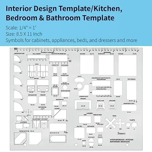 3 Pack Architectural Templates Drafting Tools House Interior Design Template