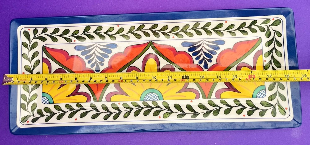 Melamine Large Rectangular Serving Platter Plate 19”x 8” Talavera Style SALE!