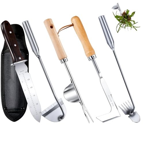 5 Pcs Weed Puller Set Include Hori Weeding Knife Uprooting Crack Classic