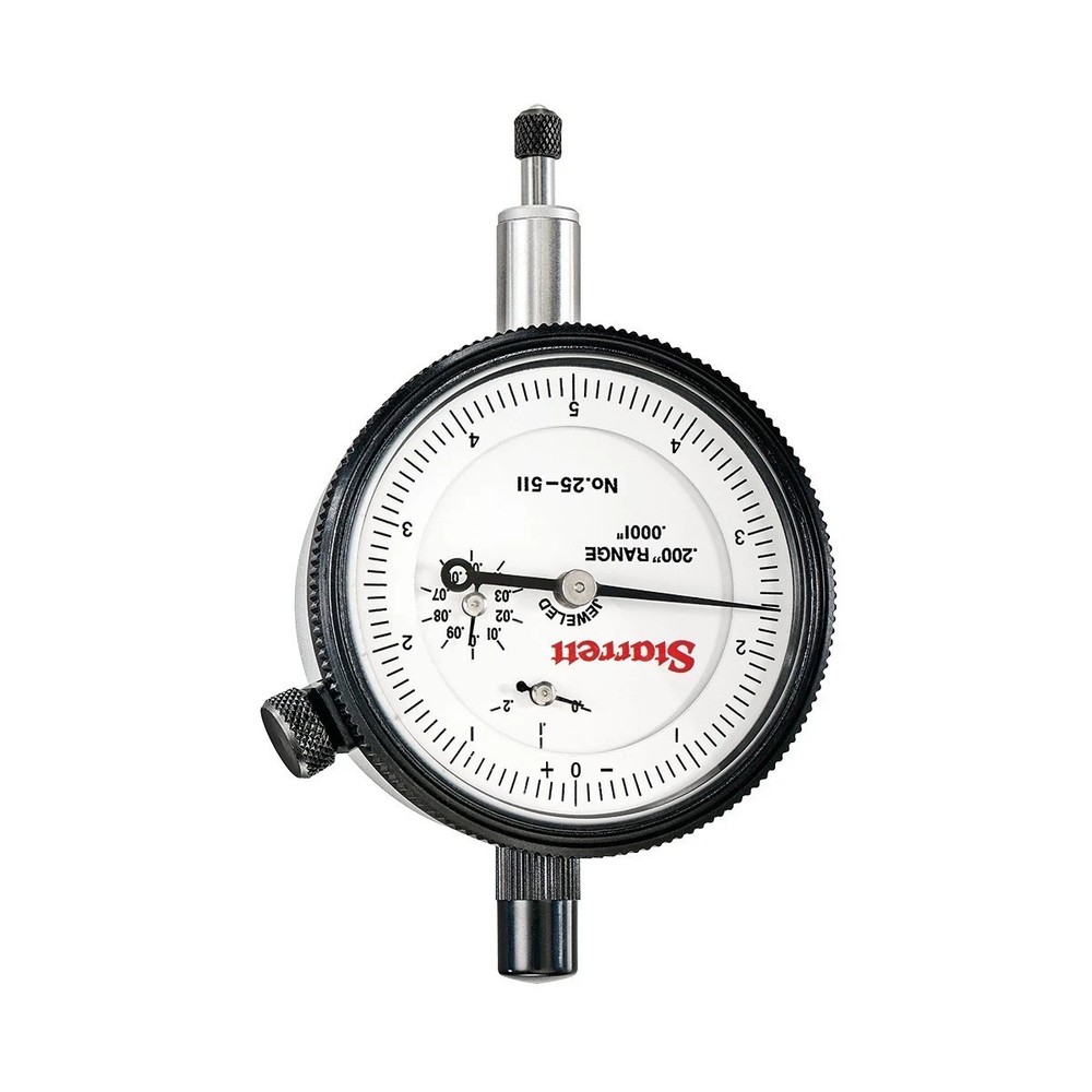 Starrett 25-511J Dial Indicator – 0-0.2" Range, .0001" Gradations, 0-5-0 Dial