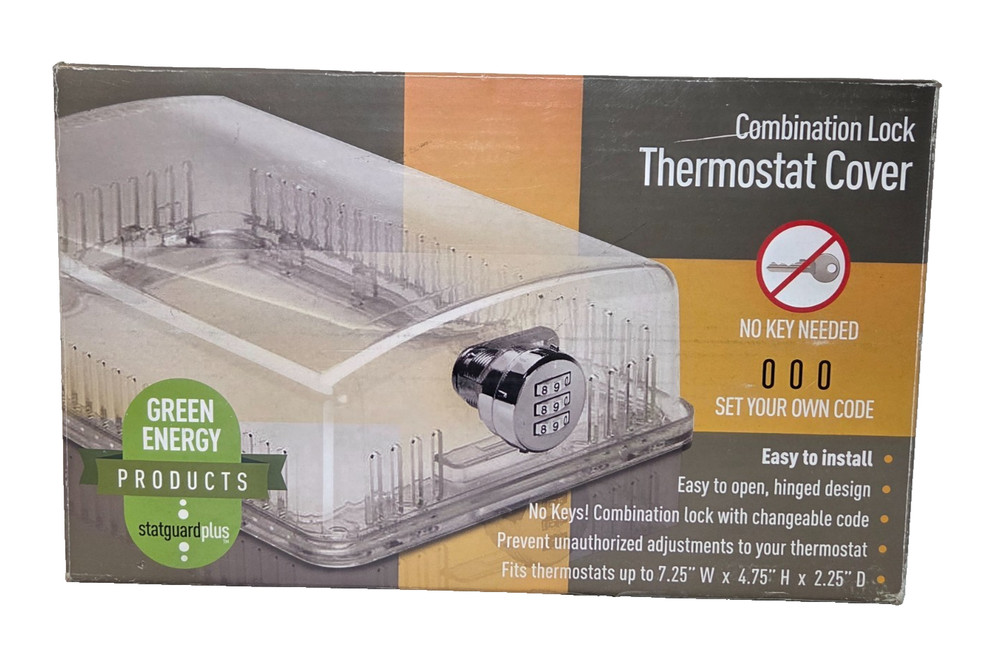 StatGuardPlus Universal Thermostat Guard Clear with Changeable Code Lock