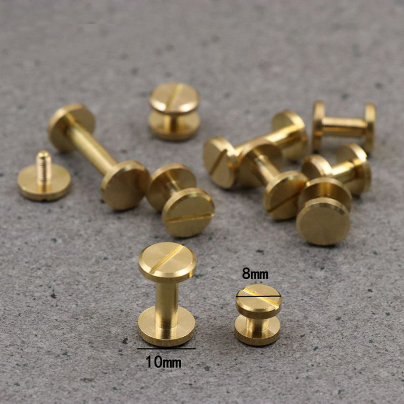 4-20mm Nail Brass Solid Rivets Stud Head Flat Belt Screw Leather Craft