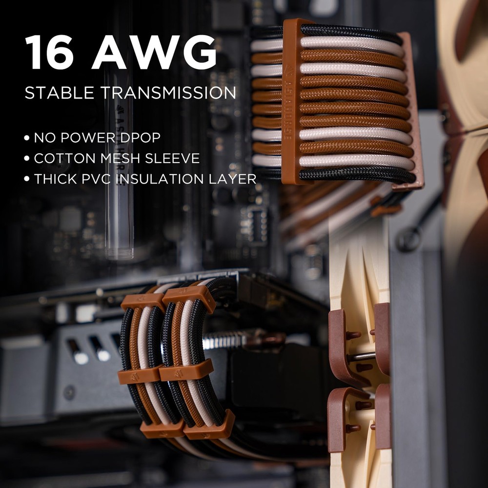 Upgraded 16AWG PSU Cable Extension Sleeved Custom Mod GPU PC Power Supply Sof...