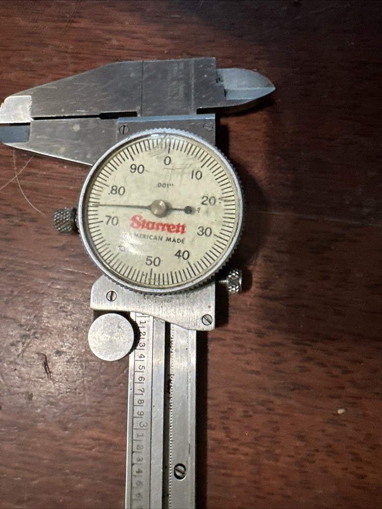 Starrett #120A Dial Caliper, SS, White Face, 0-6" Range, Missing Stop Pad -As-Is