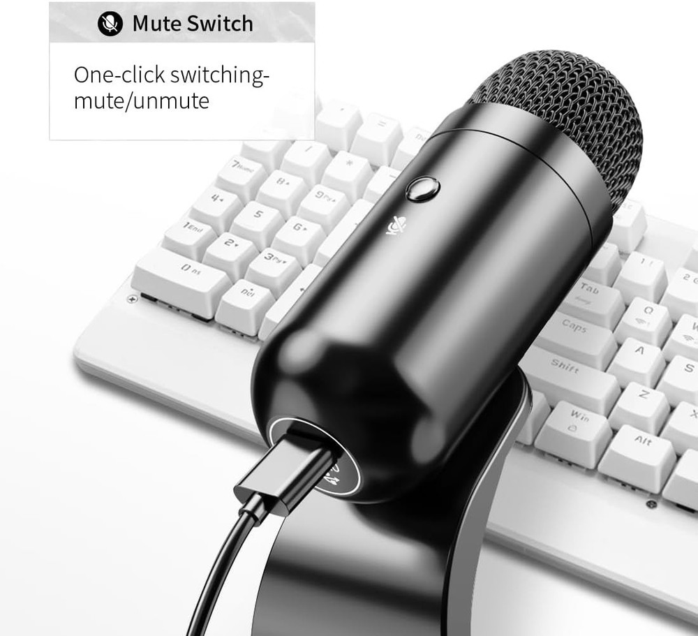 USB Computer Microphone for Recording and Streaming with Mute Button