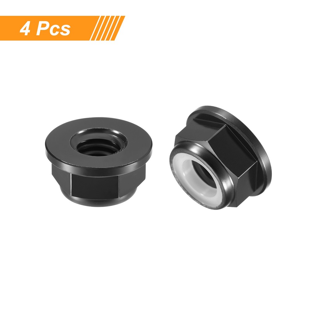 Nylon Insert Hex Lock Nuts, 4pcs - M6x1mm Self-Locking Nut(Black)