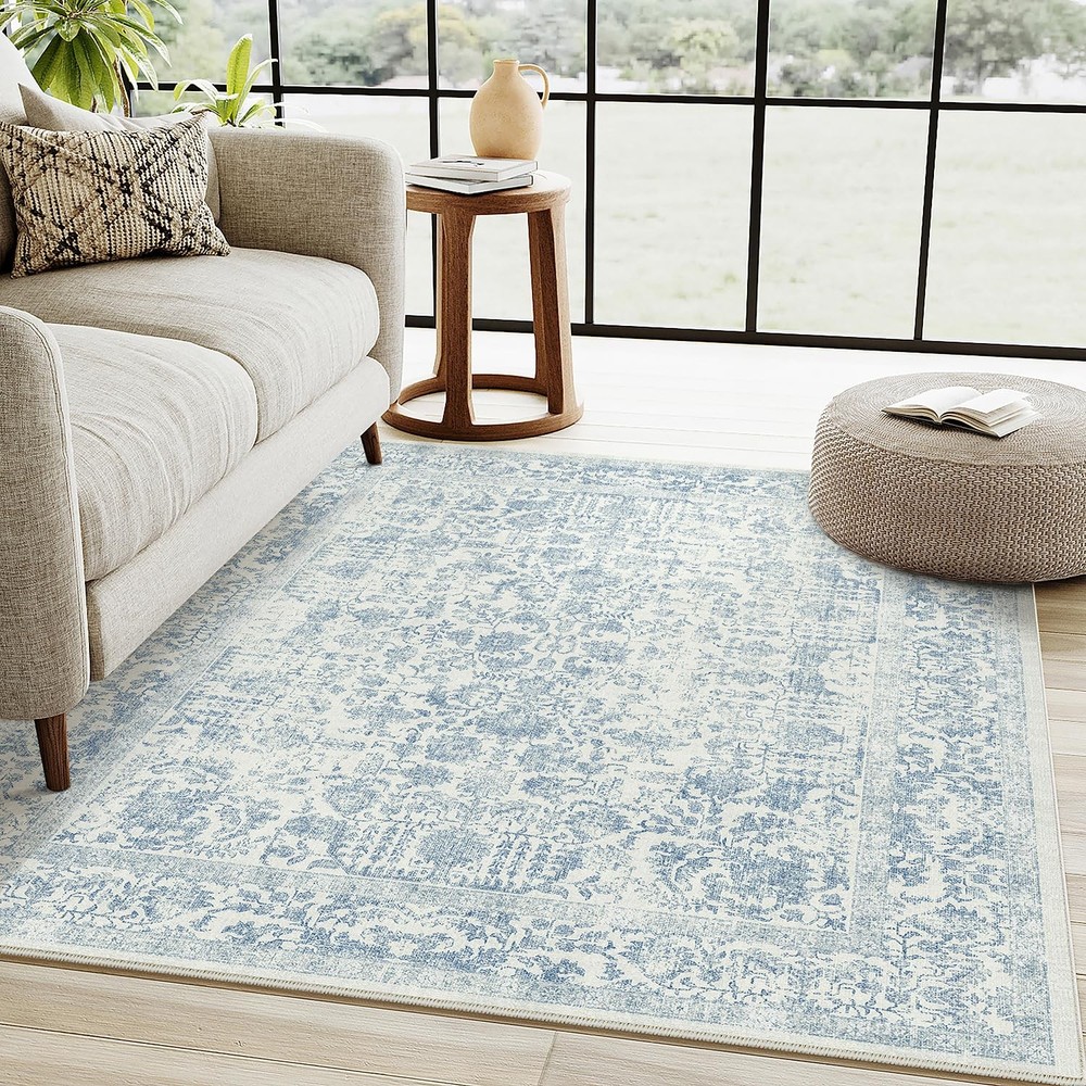 PureCozy Blue Area Rug 3x5 Office 3' x 5' (Rectangular), Accent |