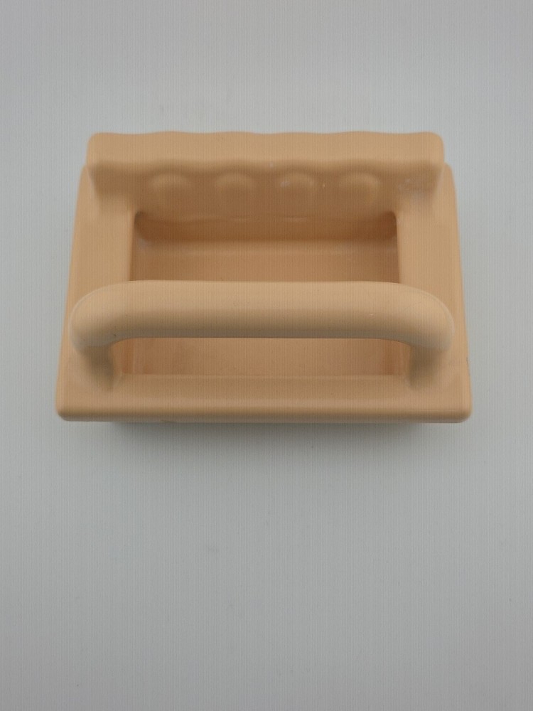 Vintage Peach Ceramic Tile Mountable Soap Dish Pull Bar MCM