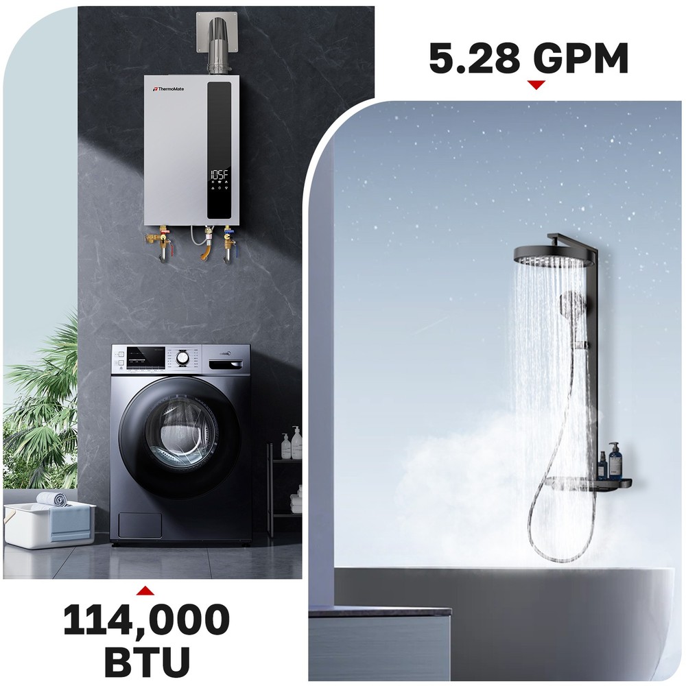 ThermoMate 5.28GPM Condensing Tankless Water Heater 114KBTU 0.86 UEF Natural Gas