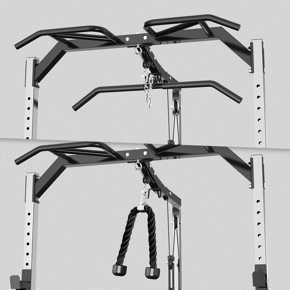Power Cage Power Rack Squat Rack with LAT Pulldown for Home Gyms Without Weights