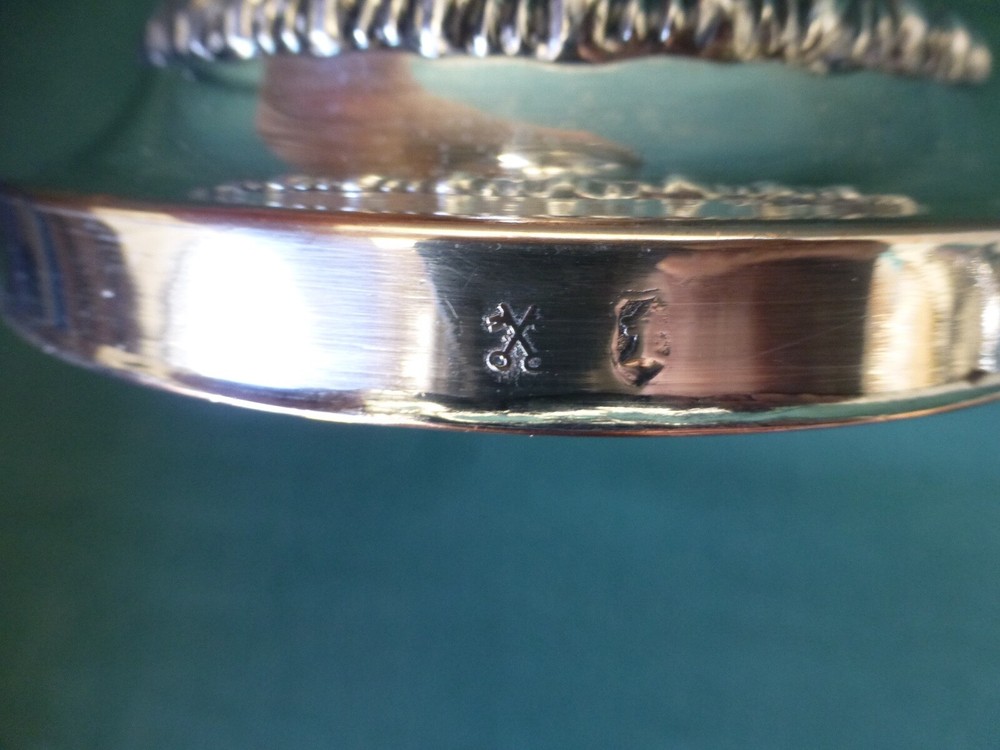 Two Antique Silver on Copper Candle Holders