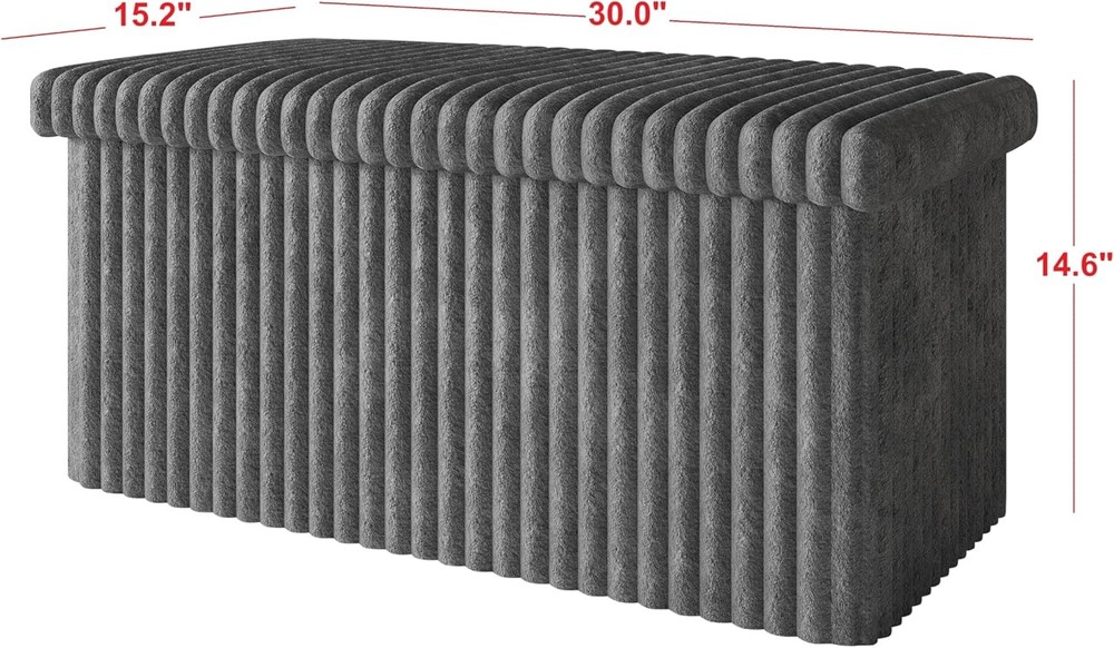Florence 30" Upholstered Folding Storage Bench Tufted Top Space-Saving Storage