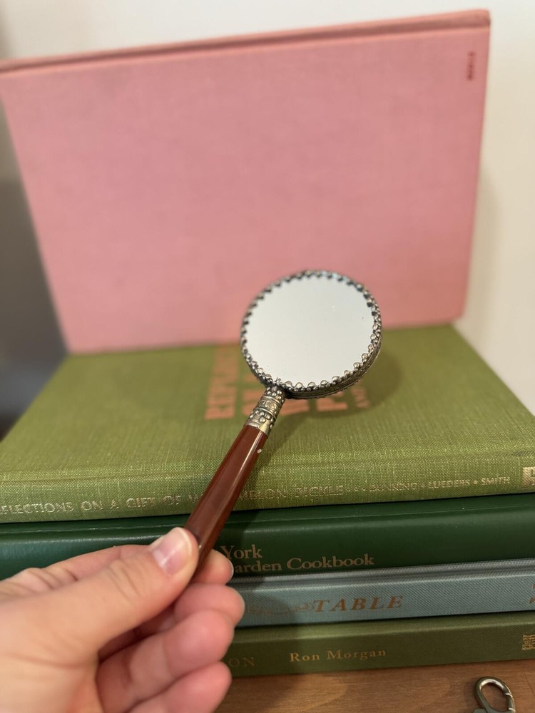Vintage Handheld Mirror with Decorative Handle
