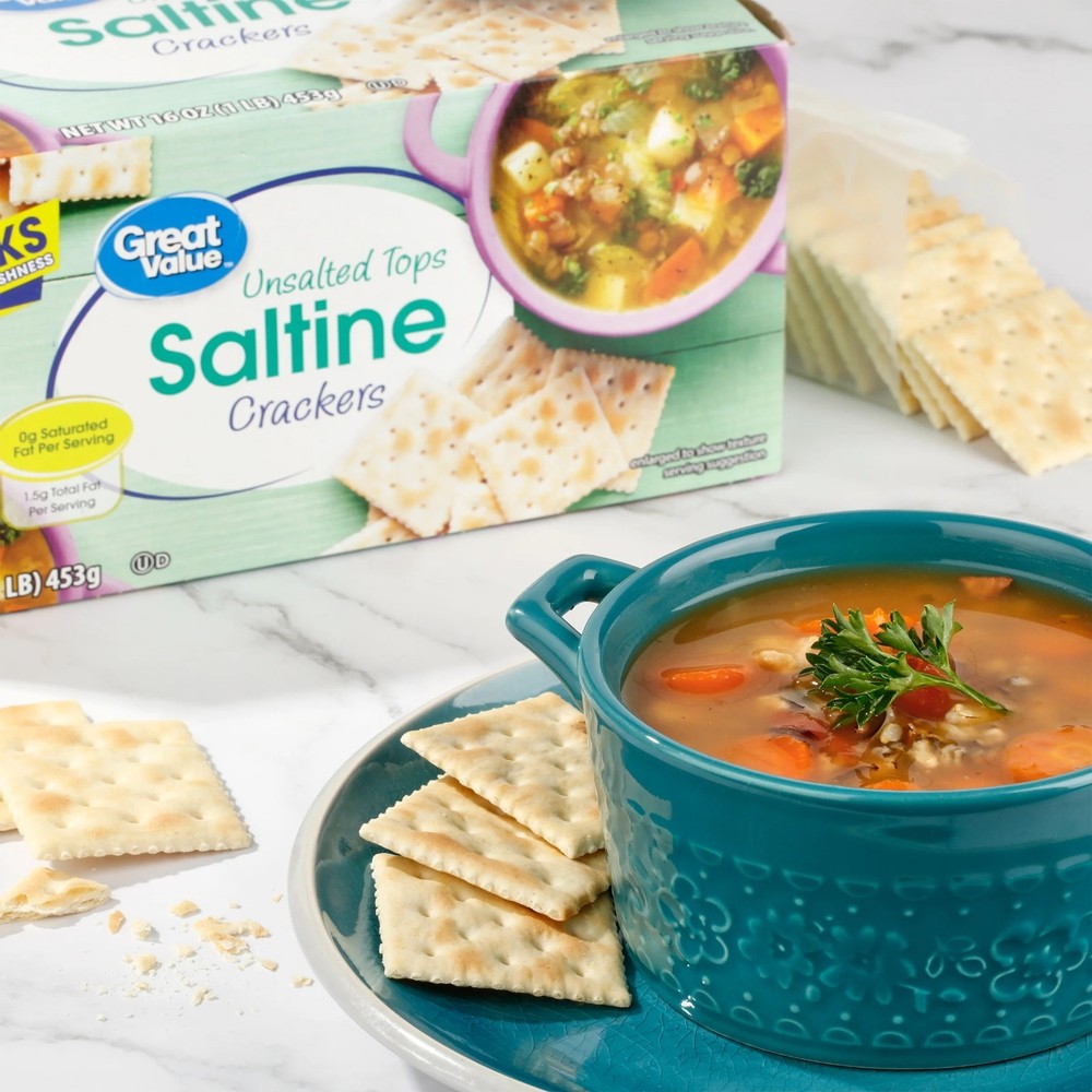 6 pack,Great Value Unsalted Tops Saltine Crackers, 16 oz.