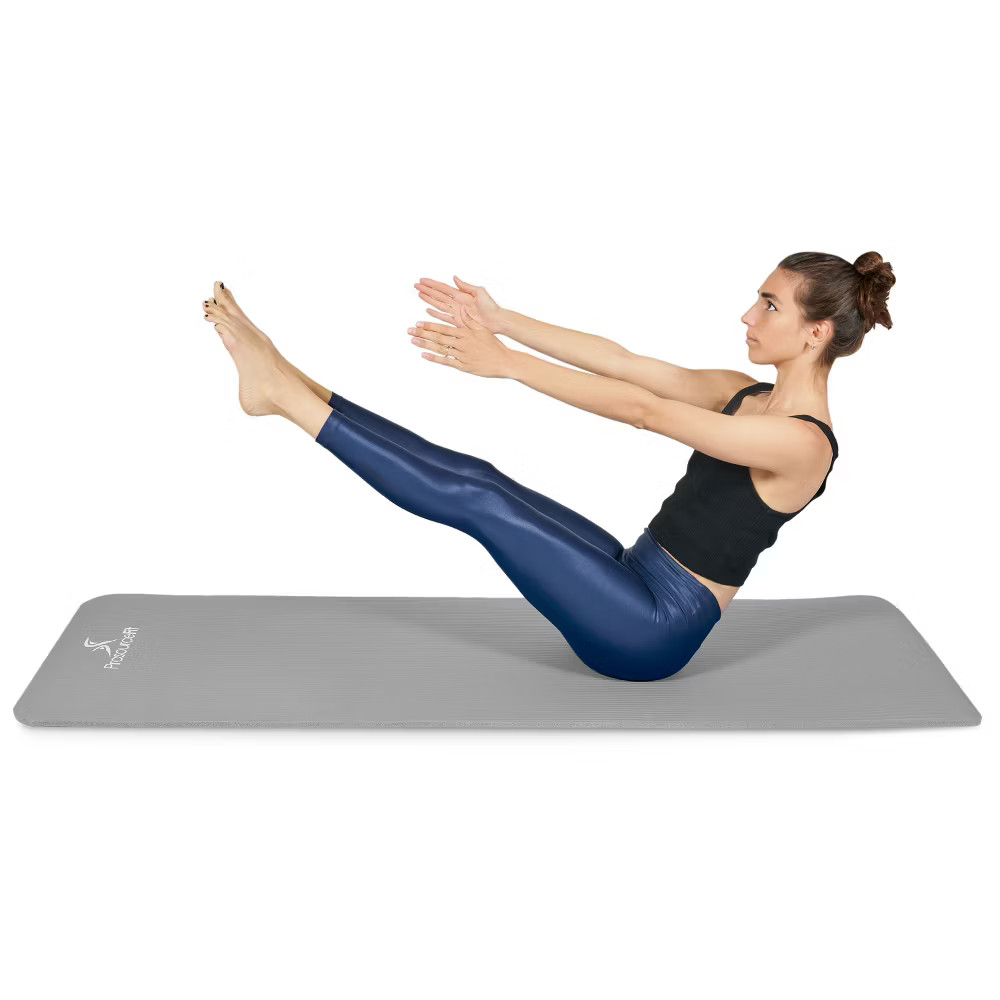 ProsourceFit Extra Thick Yoga and Pilates Mat 1/2-in, Grey