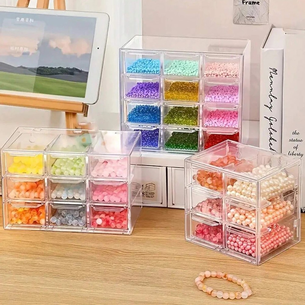 Acrylic Large Capacity Drawer Transparent Divided Beaded Storage Box Handmade