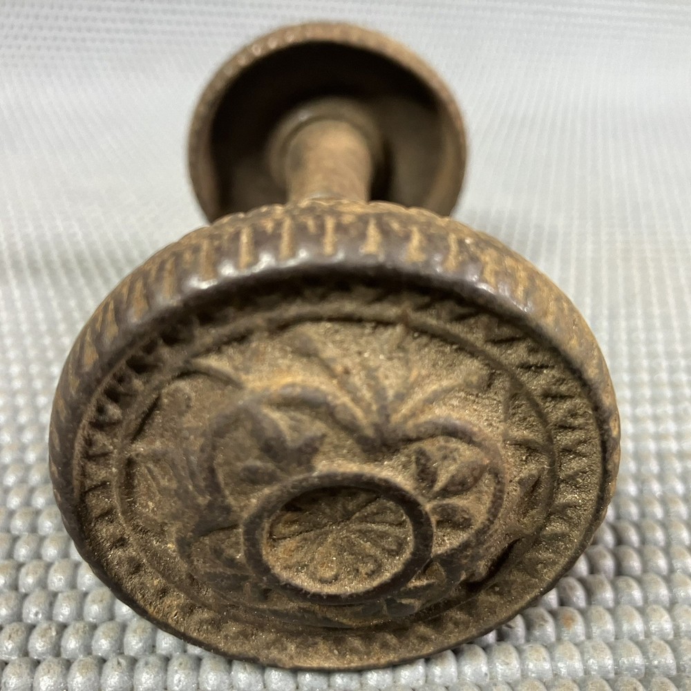 VTG Decorative Metal Door Knobs Matched Set W/ Flat Shaft 2" Dia.  4" Long