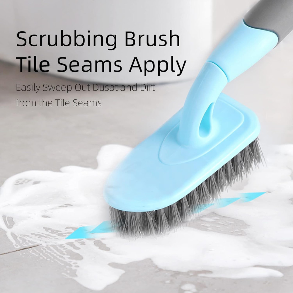 2-Pack Long Handle Scrub Brushes for Bathroom, Kitchen, and Carpet Cleaning