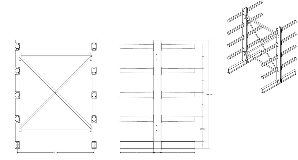 10 FT. Double Tree Cantilever Rack, 36 IN. Arms, (STARTER)