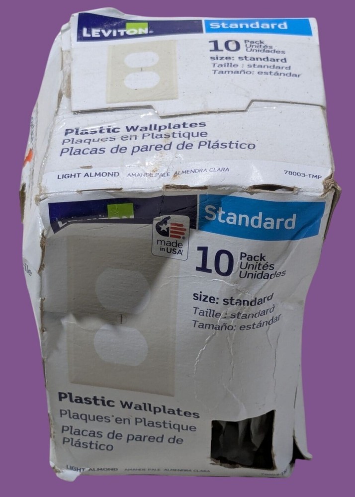 Leviton Light Almond Plastic Duplex Outlet Wall Plates 2-Opening 10-Pack
