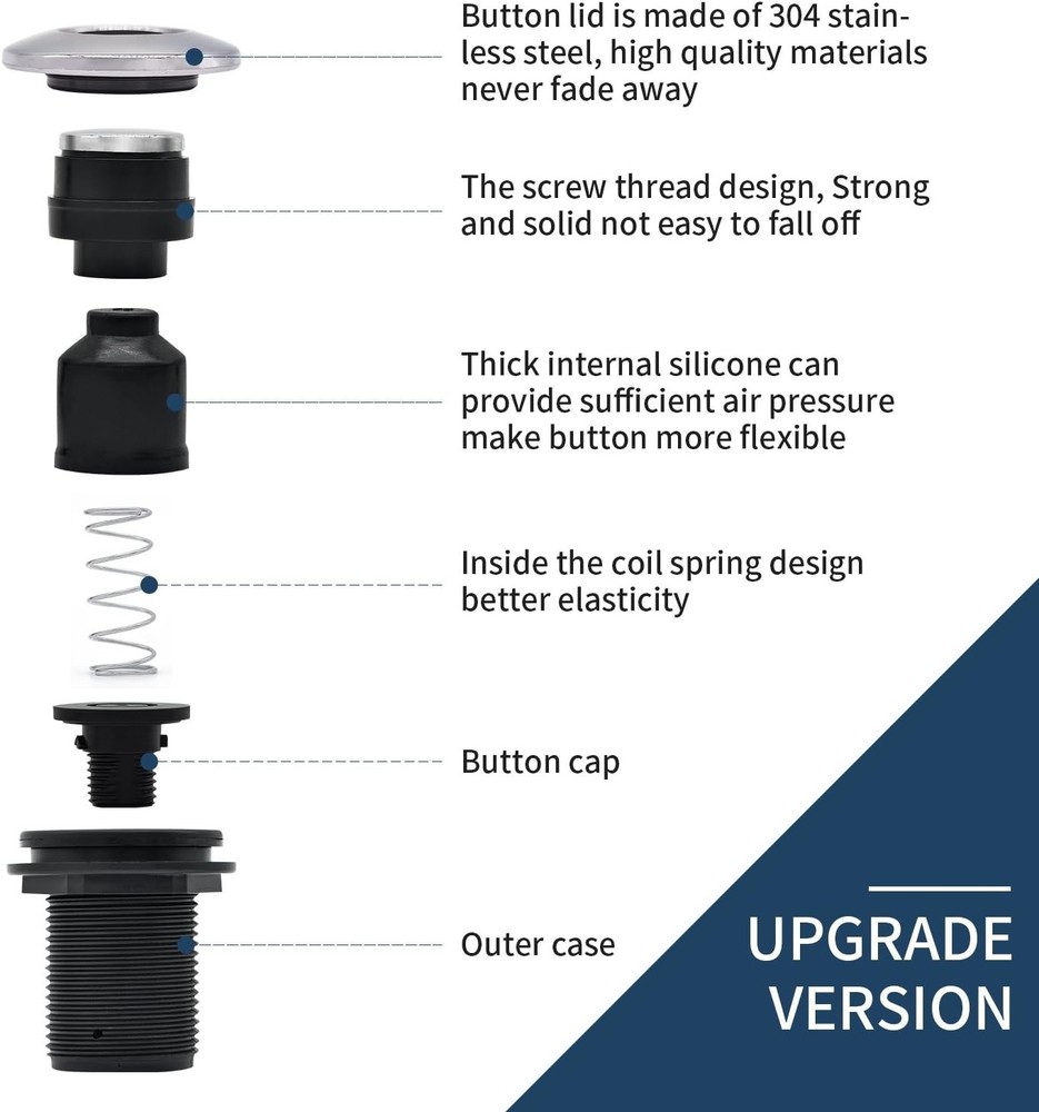 Upgraded Brushed Nickel Air Switch Button for Efficient Kitchen Waste Disposal