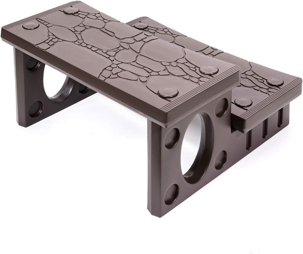 Durable Multi-Purpose 2-Step Outdoor Steps - Slip-Resistant Safety in Mocha