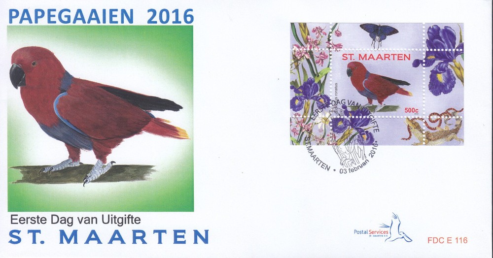 Sint Maarten Issue FDC 2016 (116) Birds - Parrots