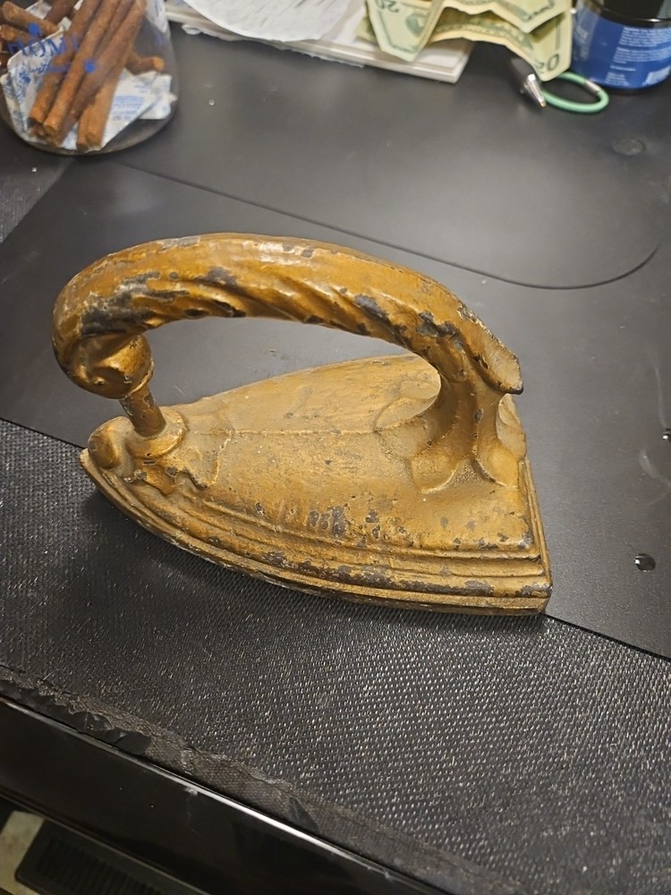 Gold Colored Antique Sad Iron Solid Cast Iron