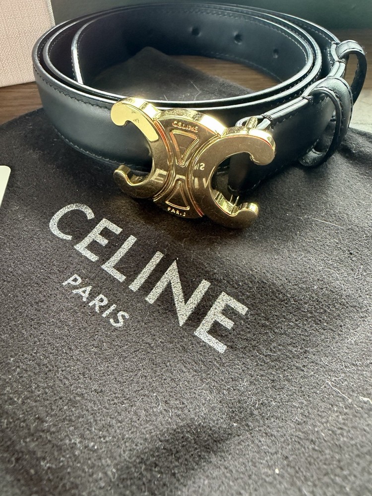 Authentic Celine Black Triomphe Belt