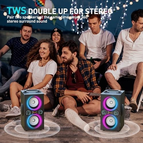 Bluetooth Speakers, 80W(Peak) Wireless TWS Portable Bluetooth DeepBlack