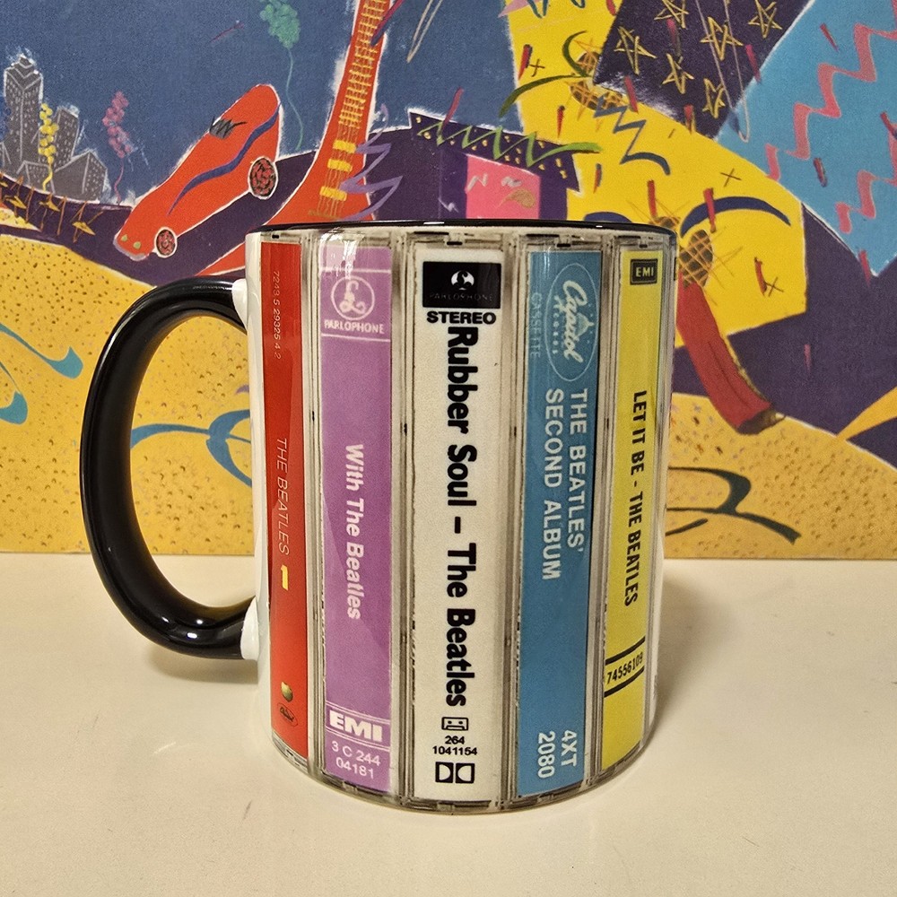 Classic Rock coffee Mug Inspired by cassette tape stack