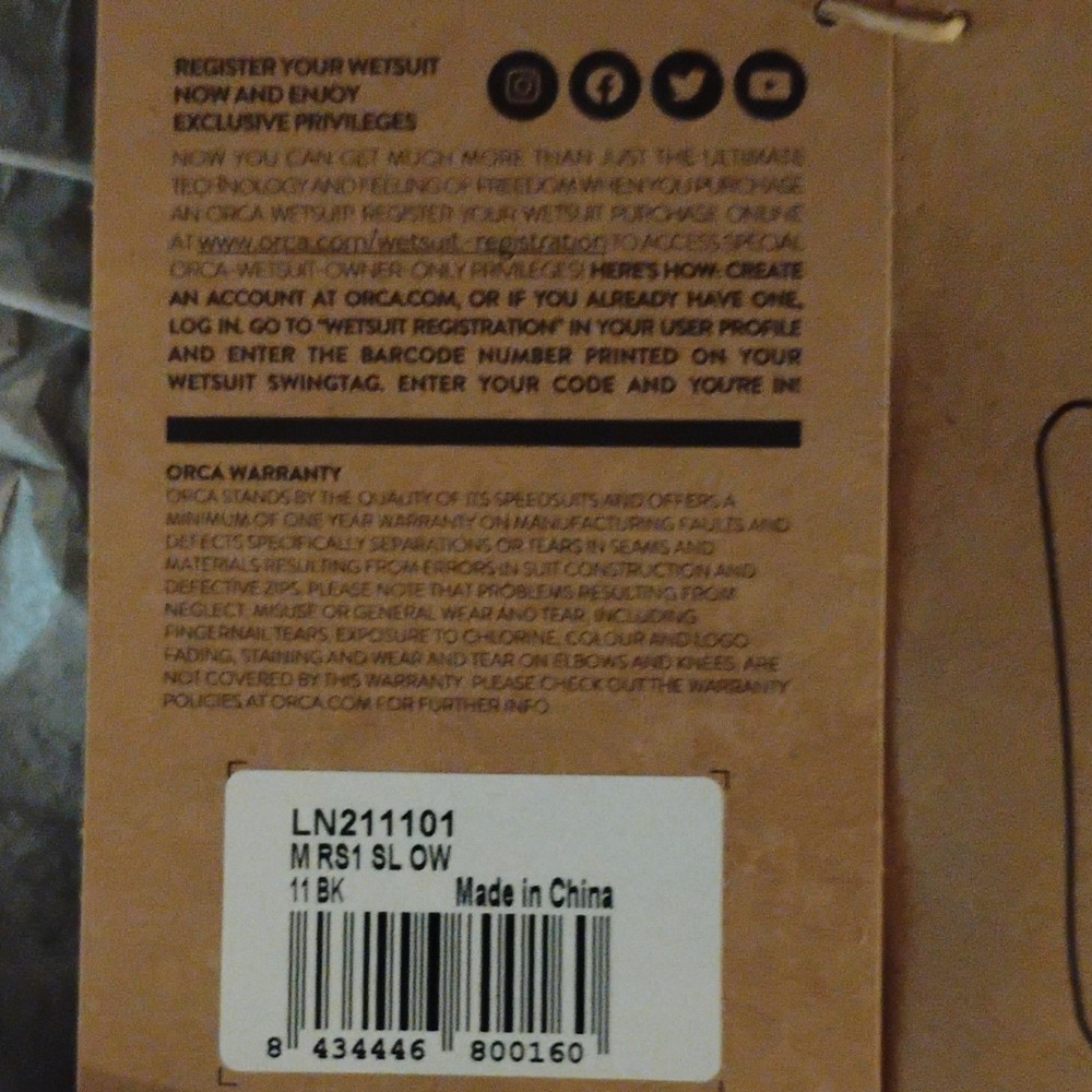 Orca Open water rs1 wet suit