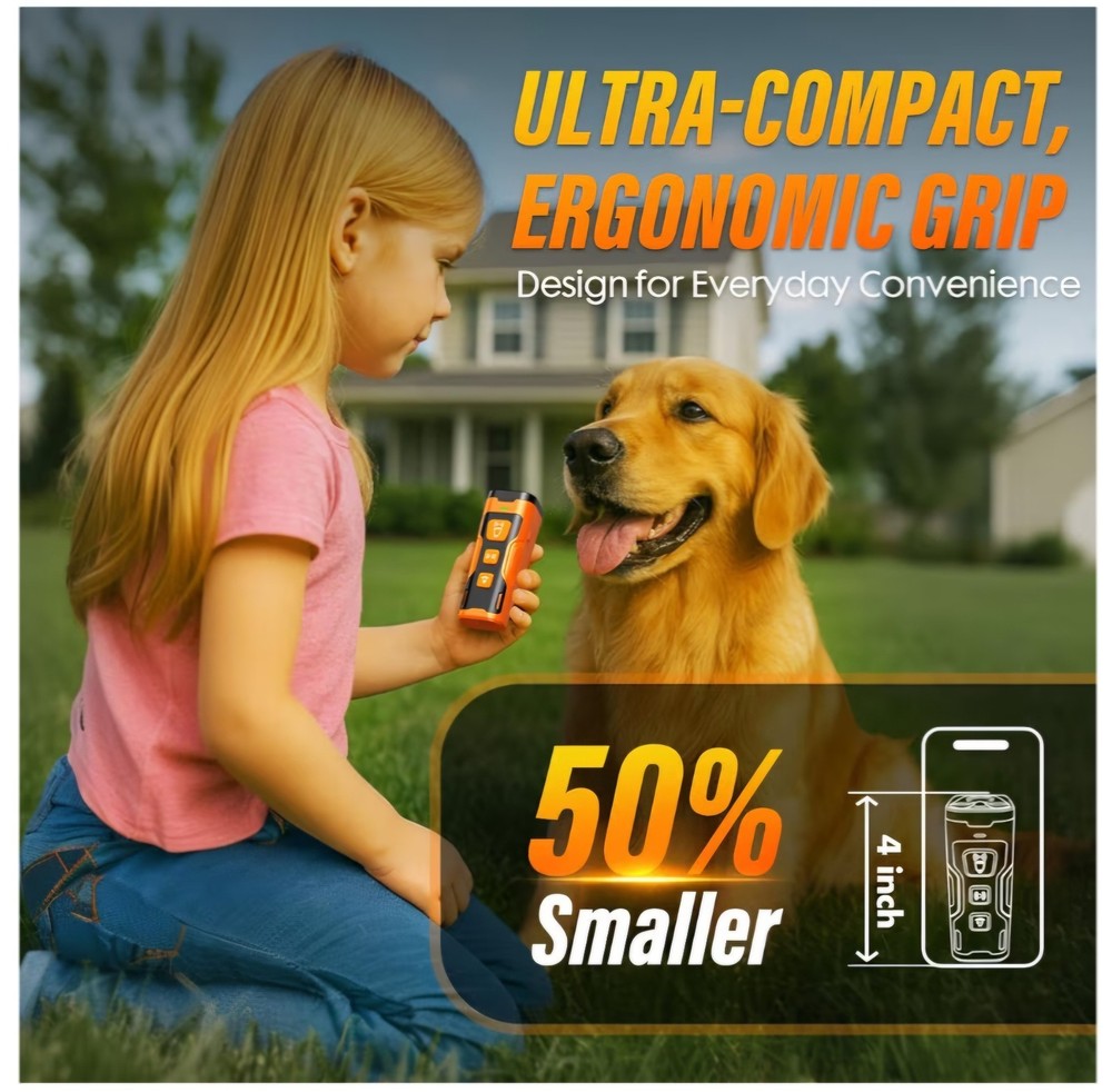 Portable Dog Bark Control Device with LED Flashlight - Compact & Rechargeable