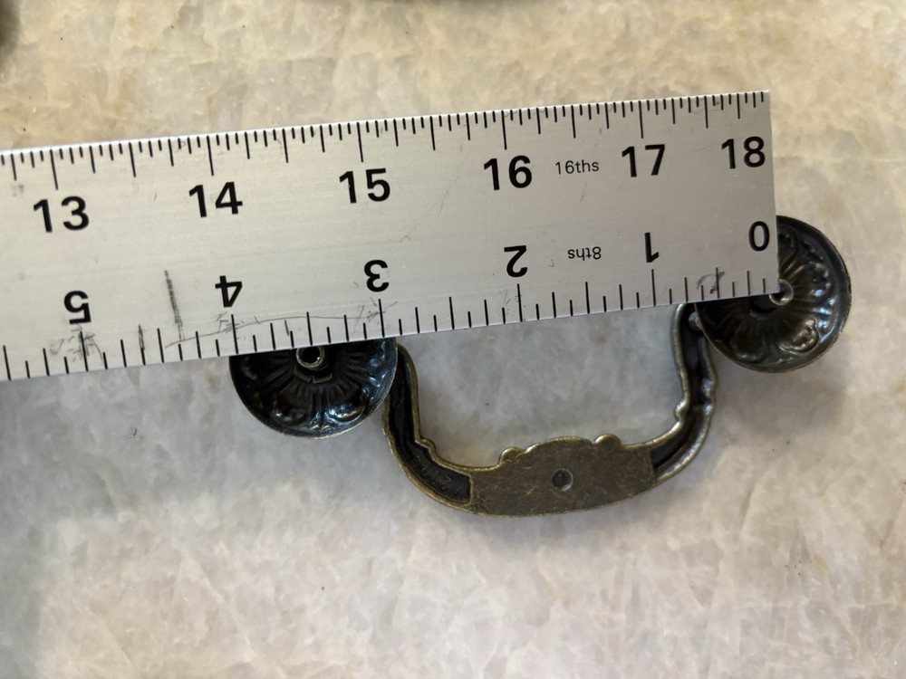 Vintage Rosette Drop Bail Drawer Pull 3.5” Center. Price Is For Each Pull.