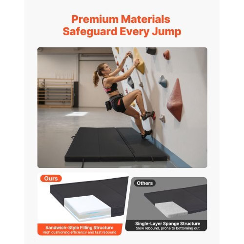 Bouldering Crash Pad, Tri-Fold Rock Climbing Crash Pad with Adjustable Backpack