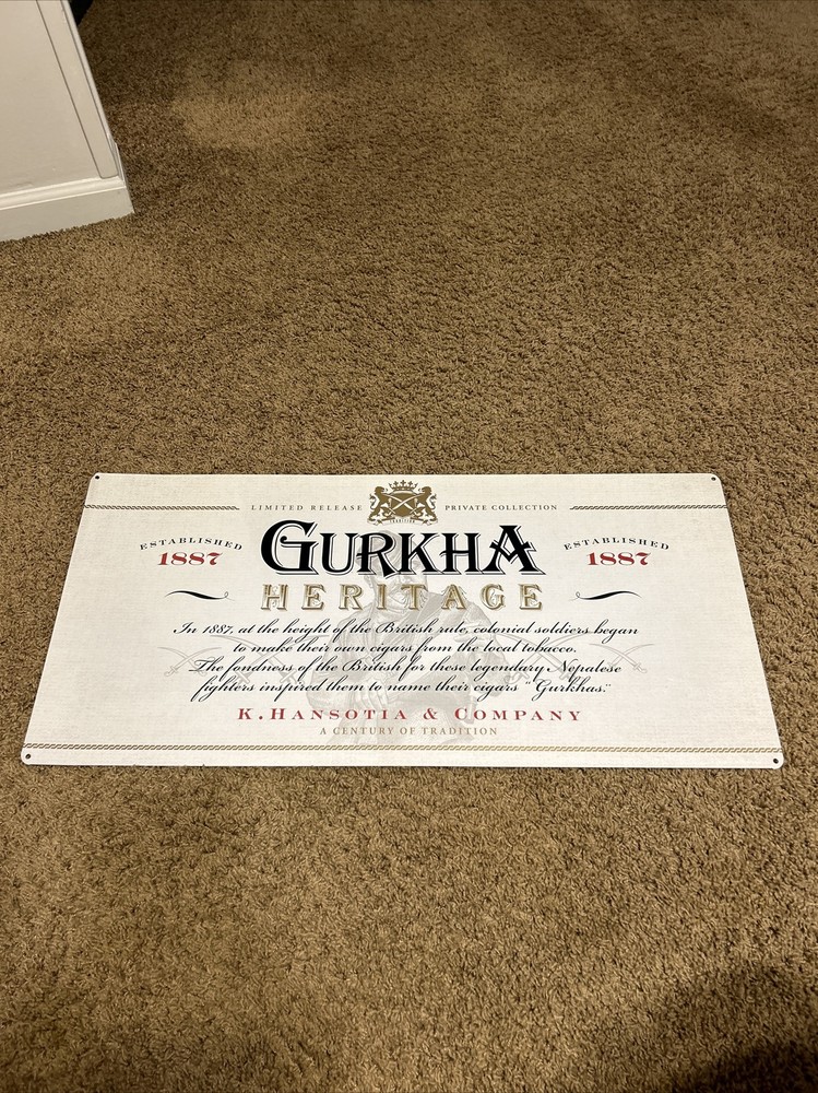 Gurkha Heritage Cigar Tin Advertisement  Sign 32" x 15"