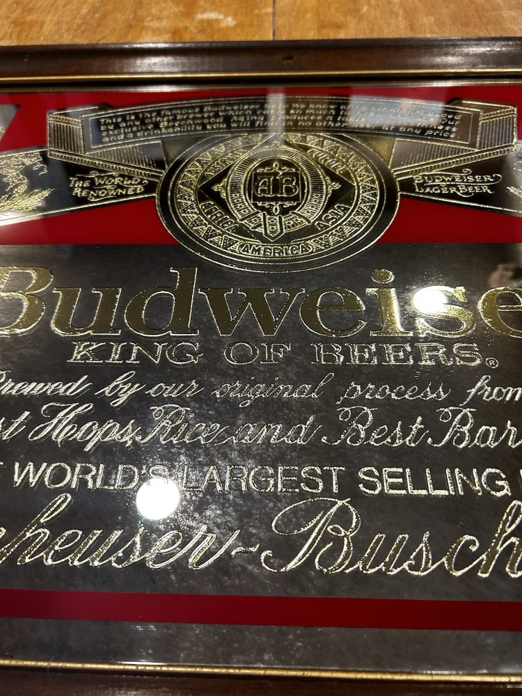anheuser busch framed mirror 1988