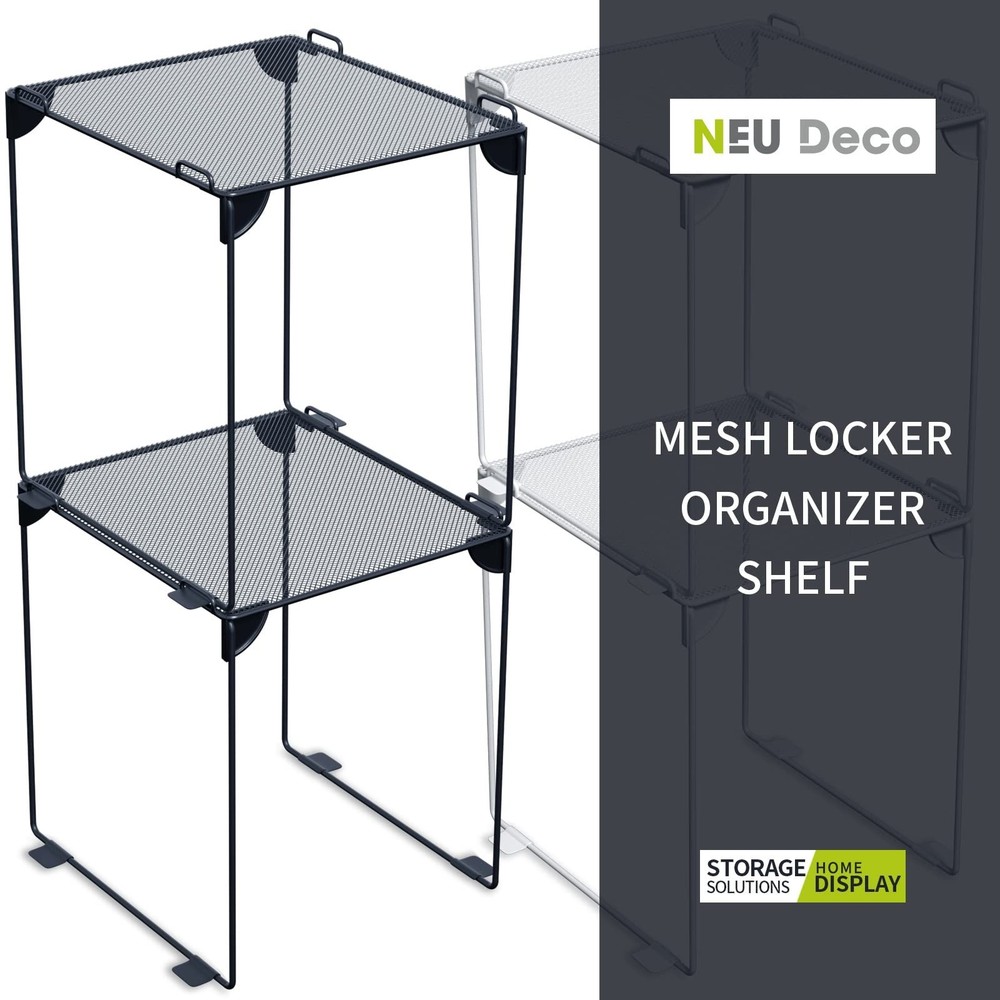 Pack 2, Mesh Locker Shelf, Stackable Extra Tall Locker Organizer, Collapsible...