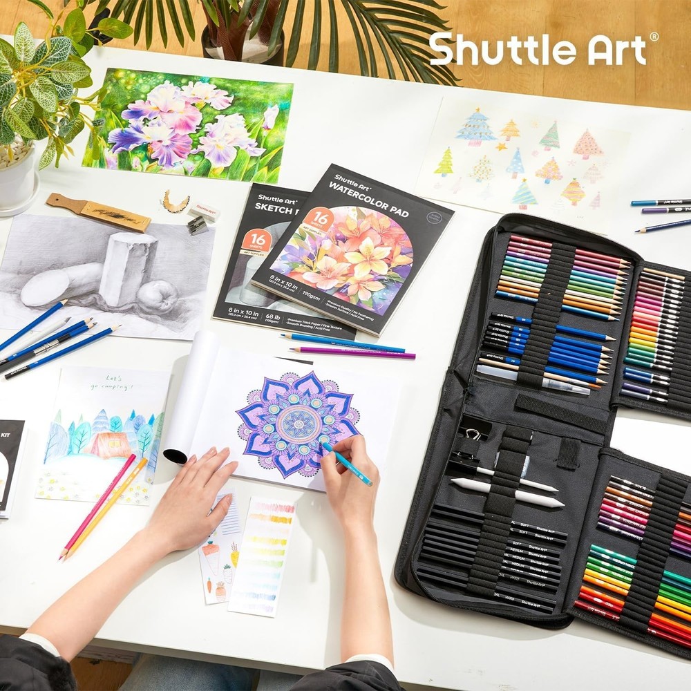 Drawing Set 103 Pack - Graphite, Colouring, Watercolour Pencils | Portable Case