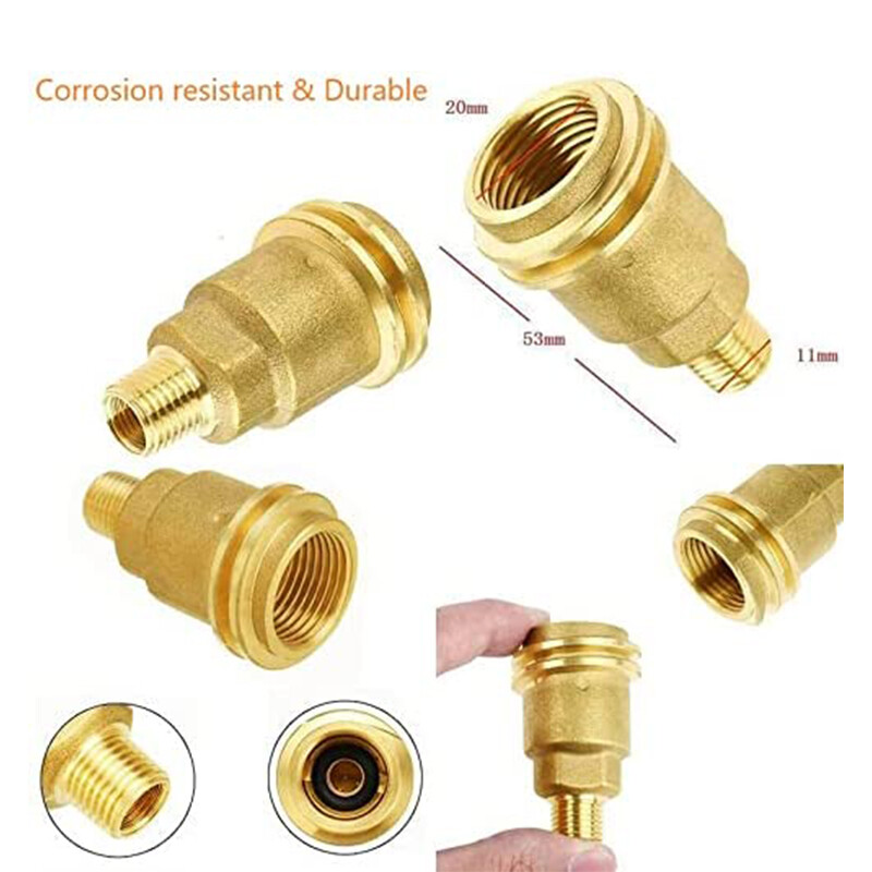 2 Solid Brass QCC1 Nut Propane Gas Fitting Adapter 1/4" Male Pipe Thread Connect