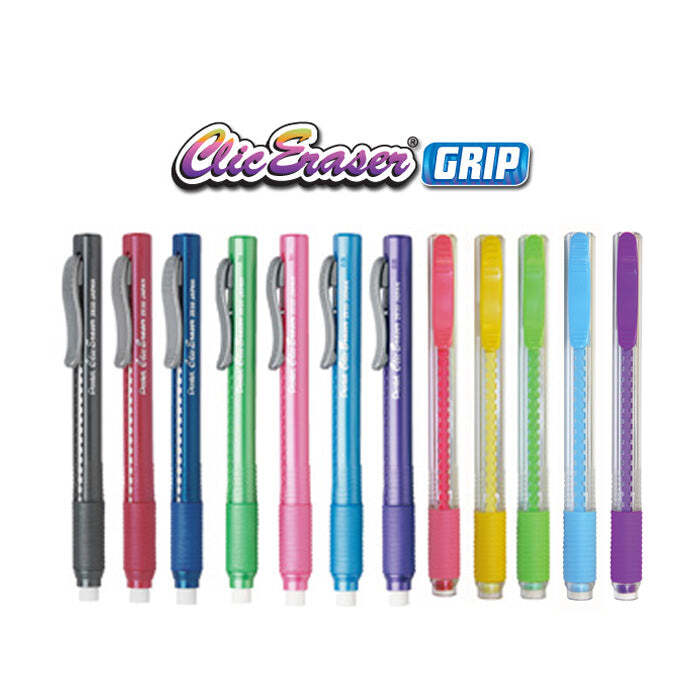 PENTEL Retractable Clic Eraser Grip, Sky Blue
