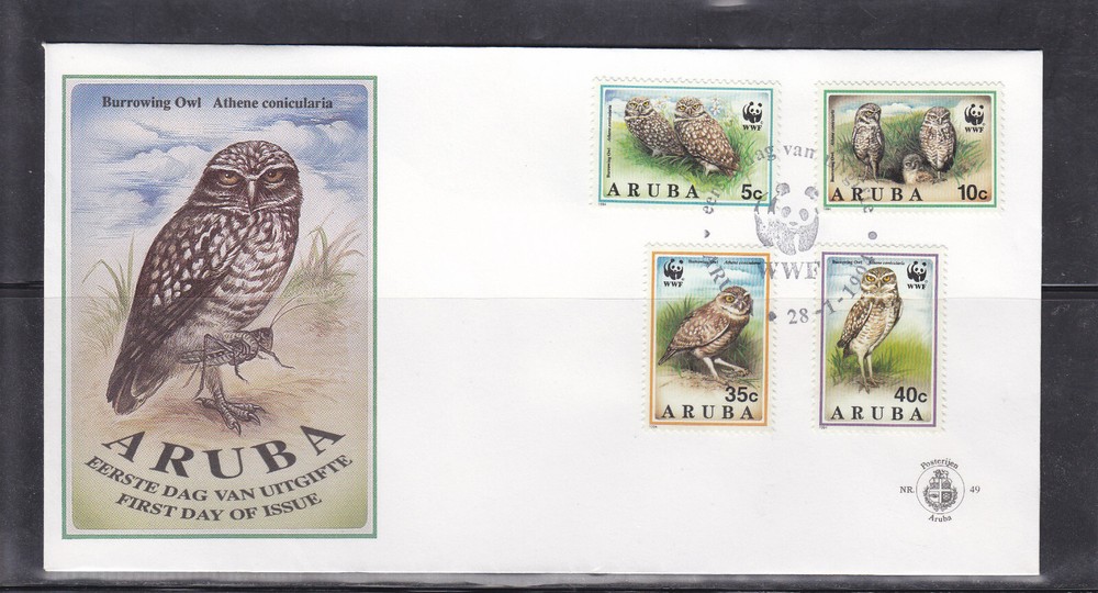 Arubu Issue FDC 1994 (49) Owls - Birds