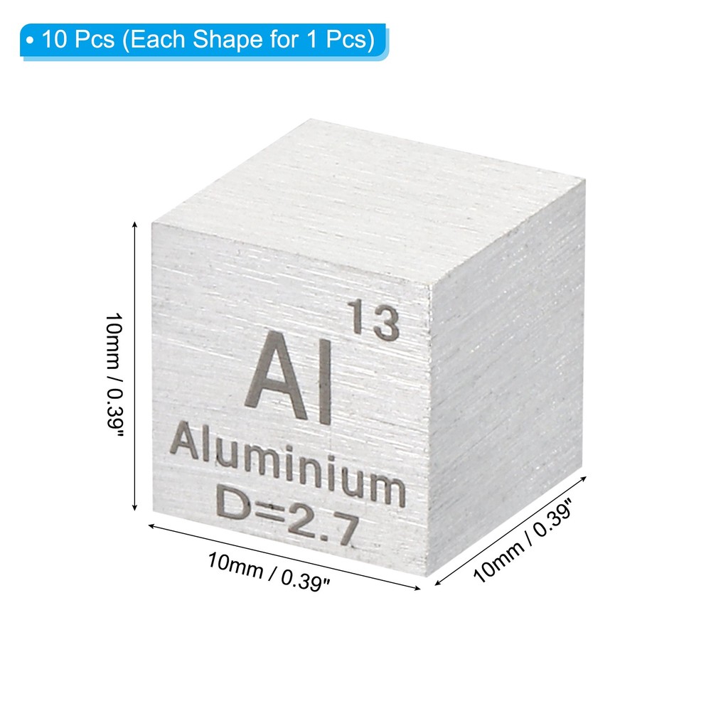 10 x Element Cube 10mm Density Cube High Density Element Metal Periodic Table