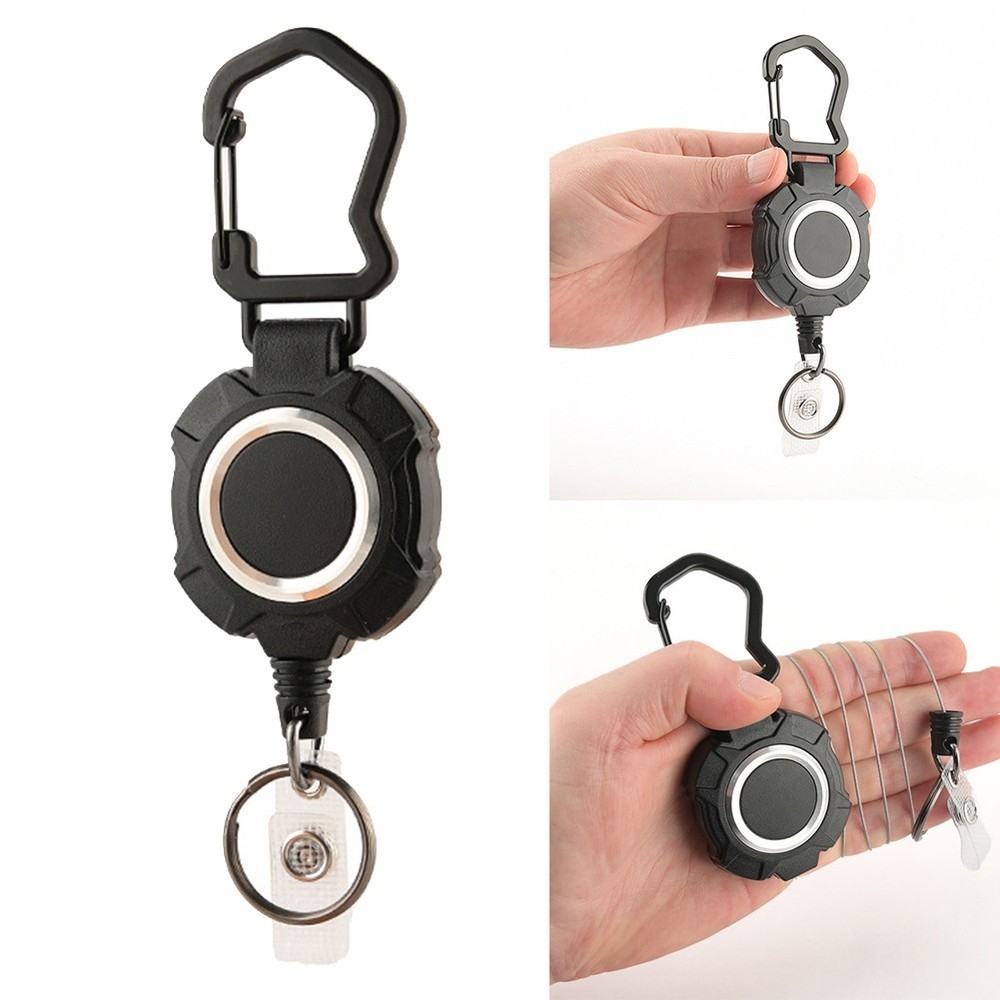 Practical Retractable Keychain with Multitool Carabiner and Secure Card Holding